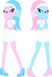 Size: 397x582 | Tagged: safe, artist:sturk-fontaine, aloe, lotus blossom, human, equestria girls, g4, base used, blue eyeshadow, equestria girls-ified, eyeshadow, female, high heels, makeup, shoes, siblings, simple background, sisters, spa twins, twins, waifu material, white background
