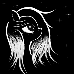 Size: 2200x2200 | Tagged: safe, artist:sunattic, oc, pony, high res, monochrome, solo