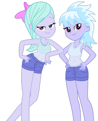 Size: 1961x2413 | Tagged: safe, artist:starcollider, derpibooru exclusive, cloudchaser, flitter, human, equestria girls, g4, .svg available, belly button, bow, bra, breasts, clothes, duo, duo female, equestria girls-ified, female, hair bow, hand on hip, legs, sexy, siblings, simple background, sisters, stupid sexy cloudchaser, stupid sexy flitter, svg, tank top, transparent background, underwear, vector, waifu material