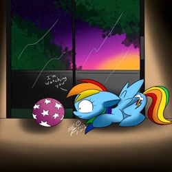 Size: 1080x1080 | Tagged: safe, artist:25ultragamer, rainbow dash, pegasus, pony, g4, ball, behaving like a dog, cute, dashabetes, pony pet, solo