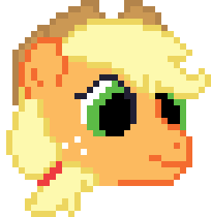 Size: 238x245 | Tagged: safe, applejack, earth pony, pony, g4, applejack's hat, bust, cowboy hat, hat, pixel art, simple background, solo, transparent background