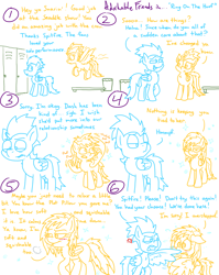 Size: 4779x6013 | Tagged: safe, artist:adorkabletwilightandfriends, soarin', spitfire, pegasus, pony, comic:adorkable twilight and friends, g4, adorkable, adorkable friends, alternate hairstyle, angry, bench, blushing, comic, conversation, cross-popping veins, cute, dork, emanata, feelings, female, flirting, flying, folded wings, hamper, history repeats itself, lockers, male, mane down, mare, messy mane, priorities, relationship, relationships, shipping denied, slice of life, stallion, steamy, unhappy, wings, wonderbolts