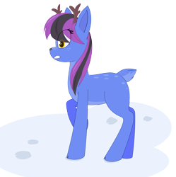 Size: 5280x5291 | Tagged: safe, artist:modera, oc, oc only, deer, reindeer, hoofprints, ms paint, raised leg, reindeerified, simple background, snow, solo, species swap, transparent background