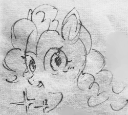 Size: 1620x1455 | Tagged: safe, artist:metaruscarlet, pinkie pie, earth pony, pony, g4, doodle, looking at you, open mouth, solo, traditional art