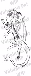 Size: 857x2048 | Tagged: safe, artist:villainousbat, draconequus, solo, tail, wings, wip