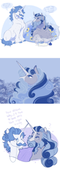 Size: 4352x12501 | Tagged: safe, artist:glorymoon, fancypants, star swirl the bearded, pony, unicorn, g4, beard, blanket, cloven hooves, facial hair, monocle, moustache, pillow, quill, unshorn fetlocks