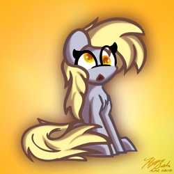 Size: 4382x4382 | Tagged: safe, artist:hyper dash, derpy hooves, pegasus, pony, g4, :o, absurd resolution, female, looking at you, mare, open mouth, sitting, solo
