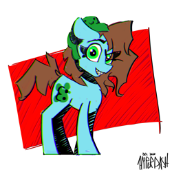 Size: 4500x4500 | Tagged: safe, artist:hyper dash, oc, oc only, oc:neko, earth pony, pony, absurd resolution, dreamworks face, eyebrows, grin, looking at you, raised eyebrow, simple background, smiling, solo, white background