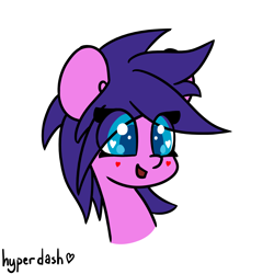 Size: 4500x4500 | Tagged: safe, artist:hyper dash, oc, oc only, oc:jenny, pony, absurd resolution, blush sticker, blushing, bust, eye clipping through hair, heart, heart eyes, open mouth, portrait, simple background, smiling, solo, white background, wingding eyes