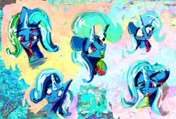 Size: 6674x4500 | Tagged: safe, artist:hyper dash, trixie, pony, unicorn, g4, absurd file size, absurd resolution, apple, bust, expressions, food, jam, open mouth, portrait, psychedelic, smiling, solo, teeth, zap apple, zap apple jam