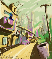 Size: 4500x5130 | Tagged: safe, artist:hyper dash, oc, oc only, oc:hyper dash, pegasus, pony, 7-eleven, absurd file size, absurd resolution, city, cityscape, clothes, scenery, sitting, solo, street, taxi, trash can