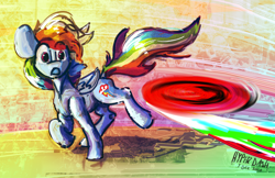 Size: 5216x3375 | Tagged: safe, artist:hyper dash, rainbow dash, pegasus, pony, g4, :o, absurd resolution, female, frisbee, looking at something, mare, open mouth, running, solo, wide eyes