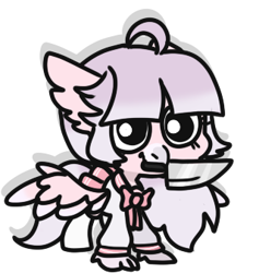 Size: 320x338 | Tagged: artist needed, safe, oc, oc only, oc:ophelia, hippogriff, chibi, clothes, cute, grimcute, knife, pastel, school uniform, simple background, solo, transparent background, yandere