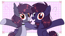 Size: 2872x1596 | Tagged: safe, oc, oc:pestyskillengton, bat pony, pegasus, pony, g4, base used, bat wings, coat markings, collar, facial markings, female, heterochromia, mare, passepartout, snip (coat marking), socks (coat markings), wings