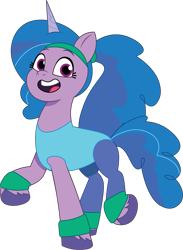 Size: 1157x1579 | Tagged: safe, alternate character, alternate version, artist:prixy05, part of a set, izzy moonbow, pony, unicorn, g5, my little pony: tell your tale, alternate hairstyle, clothes, female, headband, leotard, looking at you, mare, open mouth, simple background, solo, sweatband, transparent background, vector