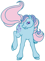 Size: 4033x5517 | Tagged: safe, artist:wtfponytime, ivy, earth pony, pony, g2, commission, landing, simple background, solo, sparkly eyes, transparent background, unshorn fetlocks, wingding eyes