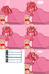 Size: 2002x3004 | Tagged: safe, artist:redintravenous, oc, oc:red ribbon, pony, unicorn, ask red ribbon, clothes, female, high res, mare, nightgown, plushie, solo, teddy bear