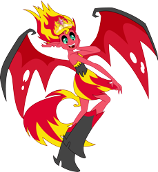 Size: 3000x3270 | Tagged: safe, artist:cloudy glow, sunset shimmer, demon, equestria girls, g4, my little pony equestria girls, big crown thingy, crown, element of magic, female, high res, jewelry, regalia, simple background, solo, sunset satan, transparent background, wings