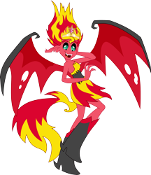 Size: 3000x3466 | Tagged: safe, artist:cloudy glow, sunset shimmer, demon, equestria girls, g4, my little pony equestria girls, big crown thingy, crown, element of magic, female, high res, jewelry, regalia, simple background, solo, sunset satan, transparent background, wings