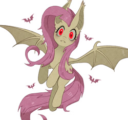Size: 1470x1378 | Tagged: safe, artist:hosikawa, fluttershy, bat pony, g4, bat ponified, cute, fangs, female, flutterbat, flying, looking at you, mare, race swap, red eyes, shyabates, shyabetes, simple background, solo, spread wings, white background, wings