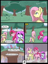 Size: 6000x8000 | Tagged: safe, artist:chedx, fluttershy, pinkie pie, earth pony, pegasus, pony, comic:learning with pibby glitch battles, g4, butt, comic, commission, community related, crossover, fanfic, female, mare, multiverse, pibby, plot