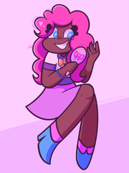 Size: 1729x2311 | Tagged: safe, artist:galaxycryii, pinkie pie, human, g4, comb, dark skin, female, humanized, pansexual, smiling, solo