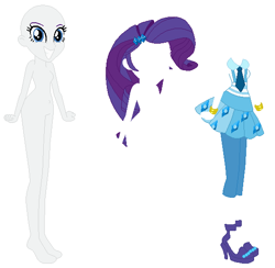 Size: 554x541 | Tagged: safe, artist:lordsfrederick778, artist:selenaede, rarity, equestria girls, g4, alternate design, bald, base used, bracelet, clothes, cute, dress, hairpin, jewelry, necktie, nudity, raribetes, rarity hair, simple background, smiling, solo, white background