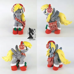 Size: 1000x1000 | Tagged: safe, artist:larsen toys, derpy hooves, pegasus, pony, g4, accessory, auction open, christmas, female, food, holiday, irl, mare, muffin, multiple views, photo, plushie, solo