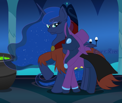 Size: 2631x2223 | Tagged: safe, artist:cookie-ruby, mare do well, princess luna, oc, g4, alternate universe, canon x oc, cookie-ruby, high res
