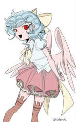 Size: 500x800 | Tagged: safe, artist:lotherink, cozy glow, human, g4, humanized, open mouth, simple background, solo, white background, winged humanization, wings