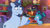 Size: 3072x1727 | Tagged: safe, screencap, alphabittle blossomforth, misty brightdawn, pony, unicorn, friday night food fight, g5, my little pony: tell your tale, spoiler:g5, spoiler:my little pony: tell your tale, :p, afro puffs, baby, baby pony, duo, duo male and female, female, filly, filly misty brightdawn, male, smiling, stallion, tongue out, younger