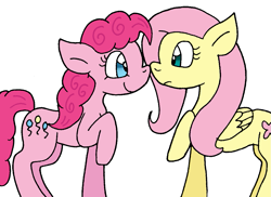 Size: 1091x793 | Tagged: safe, artist:cmara, fluttershy, pinkie pie, earth pony, pegasus, pony, g4, boop, cute, diapinkes, duo, female, lesbian, looking at each other, looking at someone, mare, noseboop, raised hoof, ship:flutterpie, shipping, shyabetes, simple background, white background