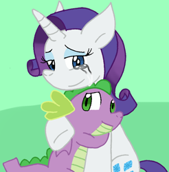 Size: 700x711 | Tagged: safe, artist:cmara, rarity, spike, dragon, pony, unicorn, g4, comforting, crying, cute, daaaaaaaaaaaw, female, hug, looking at each other, looking at someone, male, mare, raribetes, ship:sparity, shipping, sitting, smiling, smiling at each other, spikabetes, straight, winged spike, wings