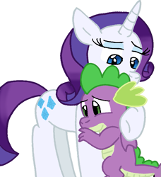 Size: 673x737 | Tagged: safe, artist:cmara, rarity, spike, dragon, pony, unicorn, g4, comforting, cute, duo, female, hug, male, mare, raribetes, ship:sparity, shipping, simple background, spikabetes, straight, white background, winged spike, wings