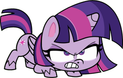 Size: 1121x713 | Tagged: safe, edit, edited screencap, editor:pascalmulokozi2, screencap, twilight sparkle, alicorn, pony, g4.5, my little pony: pony life, the great collide, angry, background removed, female, growling, mare, not a vector, simple background, solo, transparent background, twilight sparkle (alicorn)
