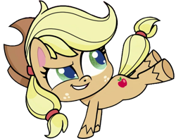 Size: 1007x793 | Tagged: safe, edit, edited screencap, editor:pascalmulokozi2, screencap, applejack, earth pony, pony, g4, g4.5, my little pony: pony life, the great collide, applejack's hat, background removed, cowboy hat, female, hat, kicking, mare, not a vector, simple background, solo, transparent background