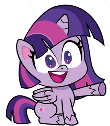 Size: 651x747 | Tagged: safe, edit, edited screencap, editor:pascalmulokozi2, screencap, twilight sparkle, alicorn, pony, g4.5, my little pony: pony life, the comet section, background removed, female, mare, not a vector, open mouth, pointing, simple background, solo, transparent background, twilight sparkle (alicorn)