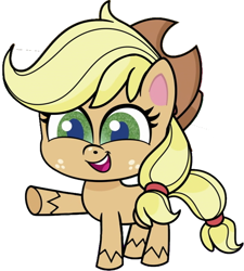 Size: 680x755 | Tagged: safe, edit, edited screencap, editor:pascalmulokozi2, screencap, applejack, earth pony, pony, g4, g4.5, my little pony: pony life, the comet section, spoiler:pony life s02e03, applejack's hat, background removed, cowboy hat, female, hat, mare, not a vector, open mouth, pointing, simple background, solo, transparent background