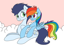 Size: 999x720 | Tagged: safe, artist:dasher666, artist:skysparkthepegasus, edit, rainbow dash, soarin', pegasus, pony, g4, female, male, mare, ship:soarindash, shipping, stallion, straight