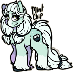 Size: 1379x1363 | Tagged: safe, artist:sexygoatgod, oc, oc only, oc:mint chip, pony, blaze (coat marking), butt fluff, cheek fluff, chest fluff, closed mouth, coat markings, colored eartips, colored hooves, eat fluff, facial markings, female, fluffy, freckles, green eyes, hoof polish, leg fluff, leg freckles, lightly watermarked, mare, pigtails, simple background, smiling, snow, snowpony, socks (coat markings), solo, star (coat marking), transparent background, unshorn fetlocks, watermark