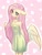 Size: 825x1075 | Tagged: safe, artist:sirfiyanyamur, fluttershy, pegasus, anthro, g4, arm behind back, blushing, breasts, choker, chokershy, cleavage, clothes, cute, dress, female, floppy ears, heart, heart background, mare, pink background, shoulderless, shyabetes, simple background, solo