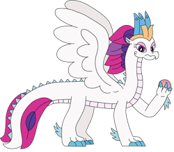 Size: 2598x2276 | Tagged: safe, artist:supahdonarudo, queen novo, dragon, series:novoember, g4, my little pony: the movie, dragoness, dragonified, female, high res, holding, pearl, queen novo's orb, redraw, simple background, species swap, transparent background