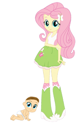 Size: 828x1301 | Tagged: safe, artist:josephpatrickbrennan, fluttershy, oc, equestria girls, g4, boots, clothes, high heel boots, shirt, shoes, simple background, skinny, skirt, socks, tank top, thin, transparent background