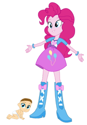 Size: 828x1186 | Tagged: safe, artist:josephpatrickbrennan, pinkie pie, oc, equestria girls, g4, boots, clothes, high heel boots, jacket, shirt, shoes, simple background, skirt, transparent background, vest