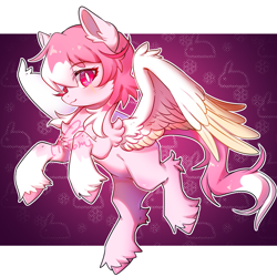 Size: 2000x2000 | Tagged: oc name needed, safe, artist:inaba_hitomi, oc, oc only, pegasus, pony, :3, chest fluff, colored hooves, cute, ear fluff, female, female oc, high res, leg fluff, magenta eyes, mare, mare oc, ocbetes, pegasus oc, pony oc, slit pupils, solo, standing, unshorn fetlocks, white pupils