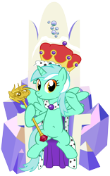 Size: 2000x3200 | Tagged: artist needed, source needed, safe, lyra heartstrings, alicorn, pony, g4, alicornified, crown, female, high res, jewelry, lyracorn, mare, numget, pegasus wings, race swap, regalia, scepter, simple background, solo, throne, transparent background, twilight scepter, wings