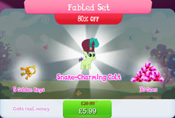 Size: 1271x857 | Tagged: safe, gameloft, cucumber seed, earth pony, pony, g4, my little pony: magic princess, official, bundle, colt, costs real money, english, fabled set, foal, gem, hat, key, male, mobile game, numbers, sale, solo, stallion, text
