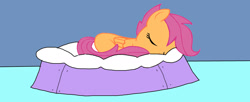 Size: 1280x522 | Tagged: safe, artist:disneyponyfan, scootaloo, pegasus, pony, g4, bed, cute, cutealoo, female, filly, foal, sleeping, solo