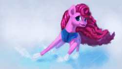 Size: 4550x2560 | Tagged: safe, artist:terrafomer, pinkie pie, earth pony, pony, g4, clothes, female, ice, ice skates, ice skating, mare, skates, solo