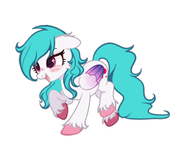 Size: 1634x1374 | Tagged: safe, oc, oc only, oc:cotton heart, pegasus, pony, g4, base used, blushing, colored wings, ear fluff, eyelashes, gradient wings, long mane, long tail, pegasus oc, raised hoof, simple background, solo, tail, transparent background, unshorn fetlocks, wings